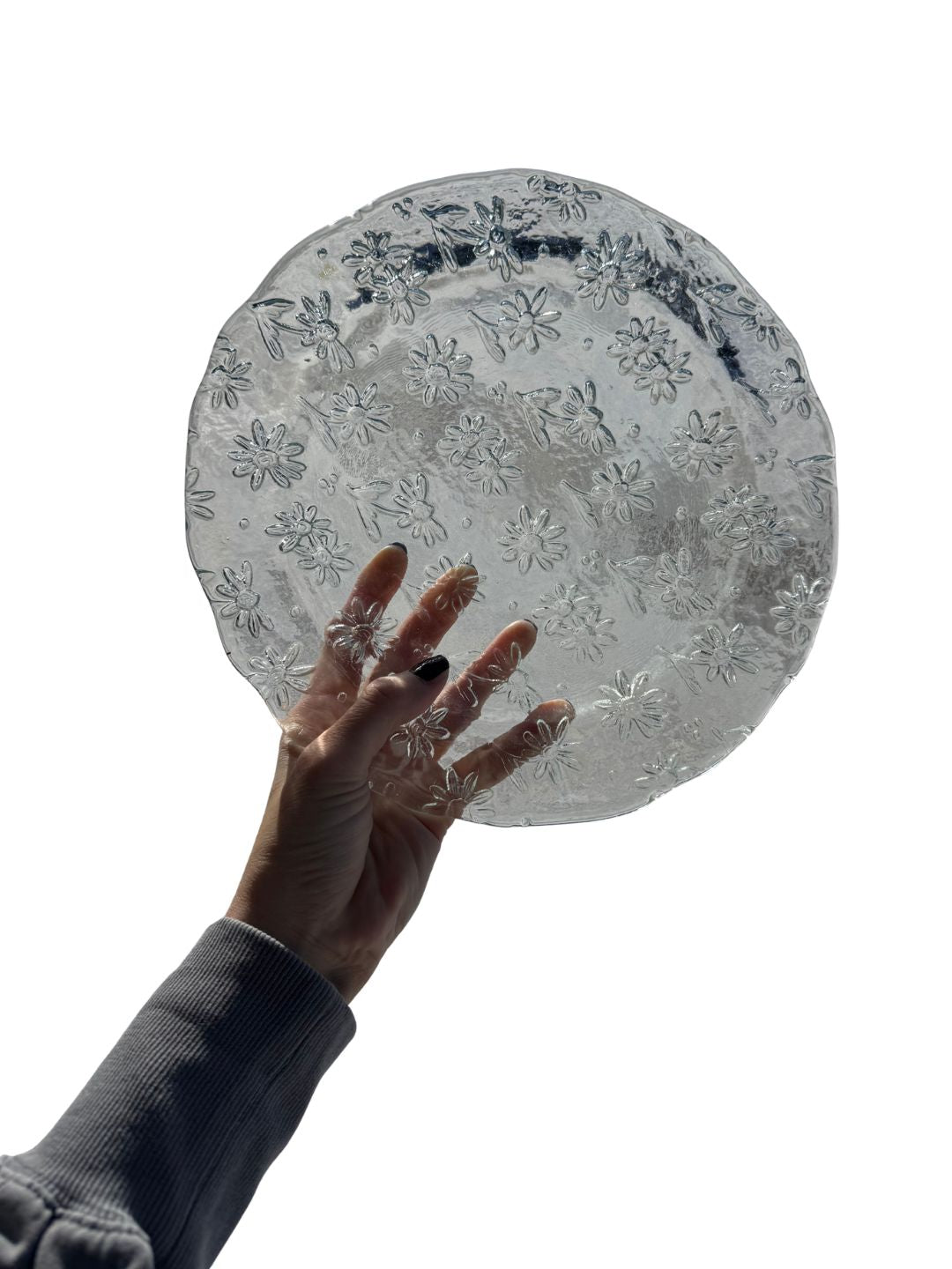 Daisy Etched Glass Plate Rental
