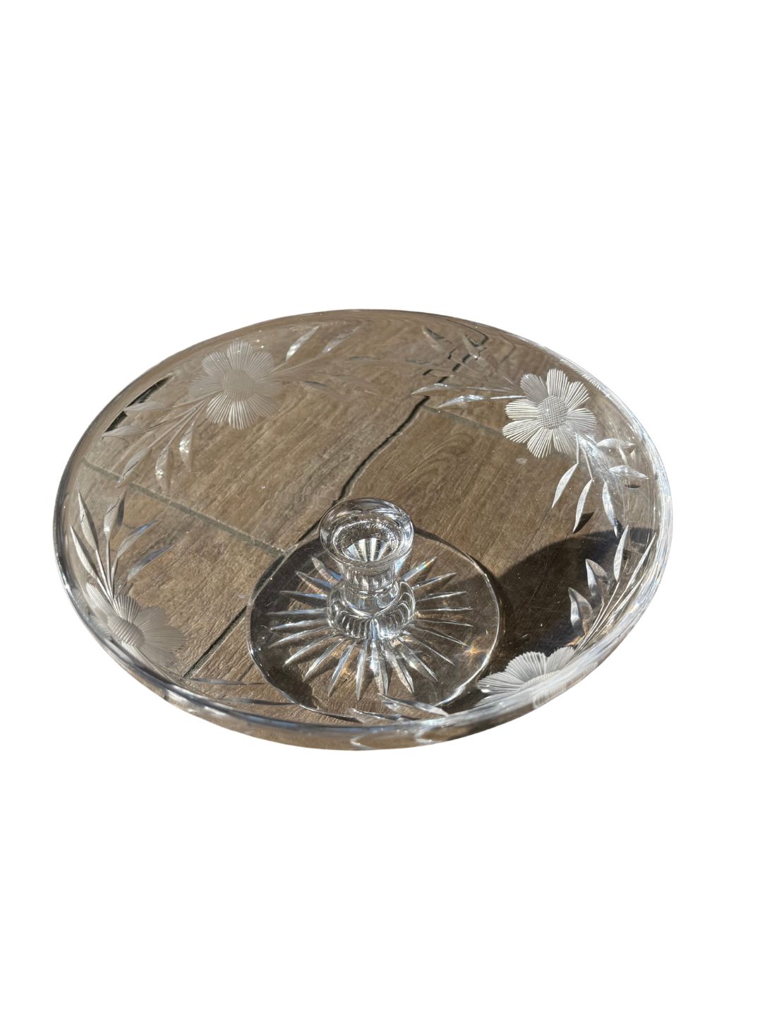 Vintage Glass Floral Cake Stand Rental